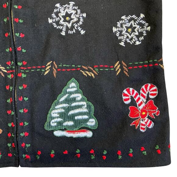 Paul Harris Sz M Vintage Wool Blend Christmas Holiday Vest Embroidered Retro - Picture 11 of 16